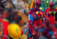 Menyoroti kronologi insiden 2 pekerja proyek yang tertimpa beton drainase hingga berhasil dievakuasi damkar di Jatinegara, Jaktim. (Instagram.com/@damkarjakartatimur)